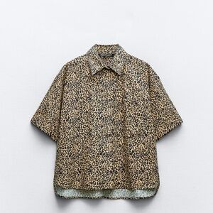 Zara leopard poplin shirt